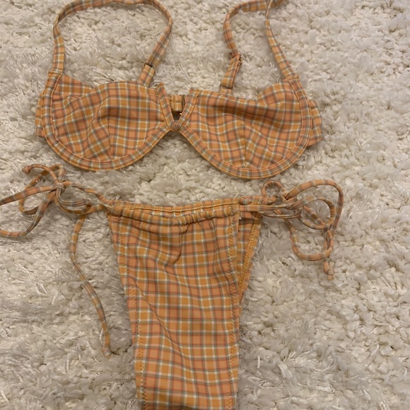 Lahana Swim Creamsicle Plaid Two Piece - Picture 1 of 3